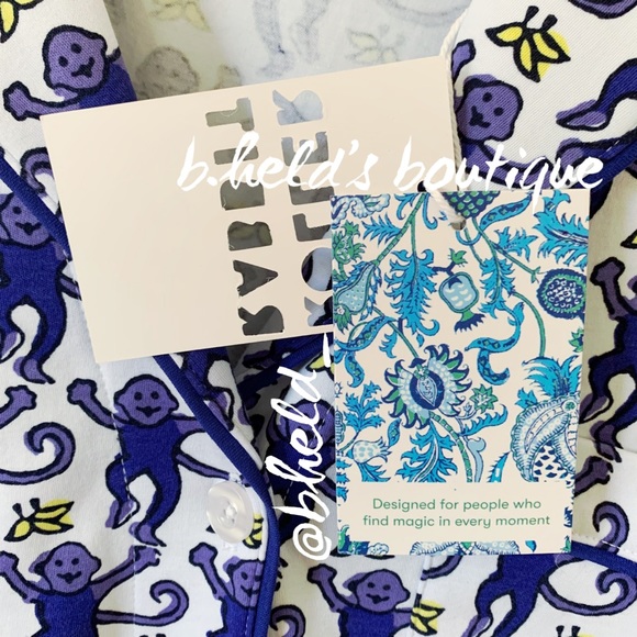 Roller Rabbit Monkey Polo Pajamas in Sapphire Monkey Blue Purple Size Small NWT - Picture 4 of 16